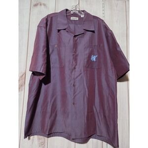 Vintage Pace Shirt Mens XL Purple Dragon Embroidered Button Up Short Sleeve 90s